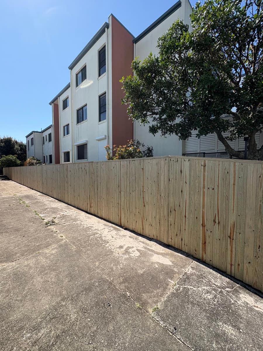 Butted timber boundary fence
